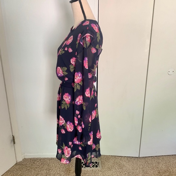 Maison Jules Longsleeve Navy Floral Dress XL - Picture 4 of 12